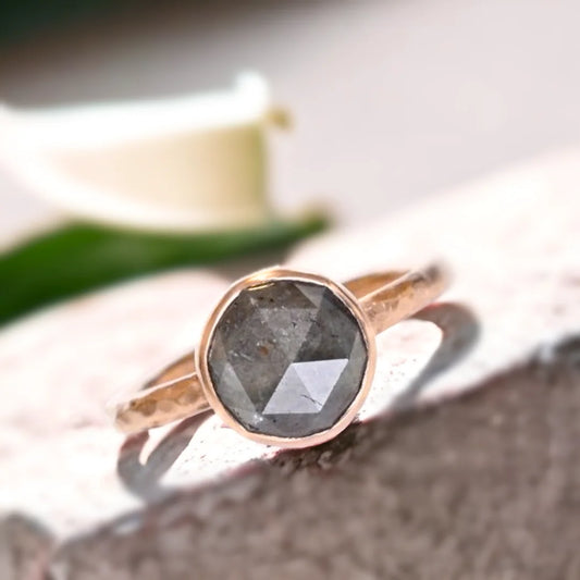 Minimalist Rose Gold Diamond Ring for Women- Elegant Handmade Jewelry