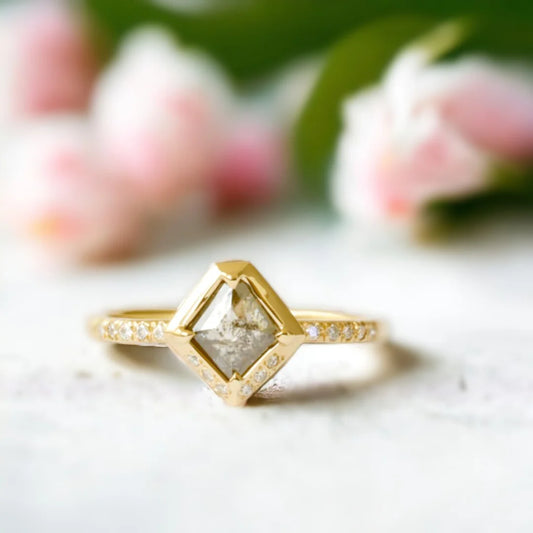 Salt and Pepper Diamond Minimalist Ring Cherished Design