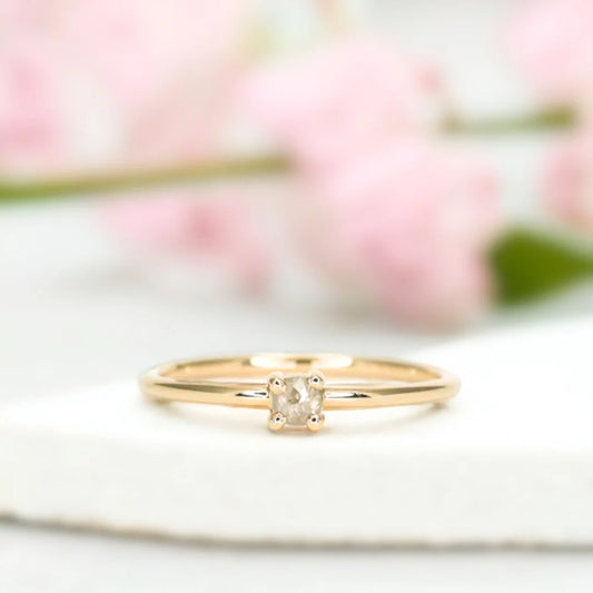 Moonlit Dreams Salt & Pepper Diamond Ring – Milky Round Natural Sparkle