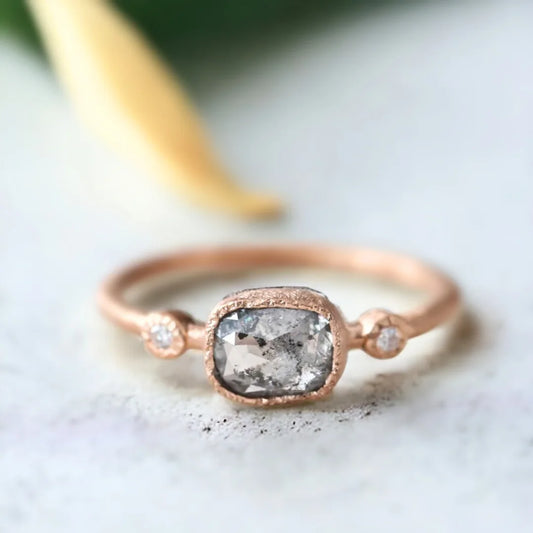 Salt and Pepper Diamond Ring Muguet Design Elegant Style