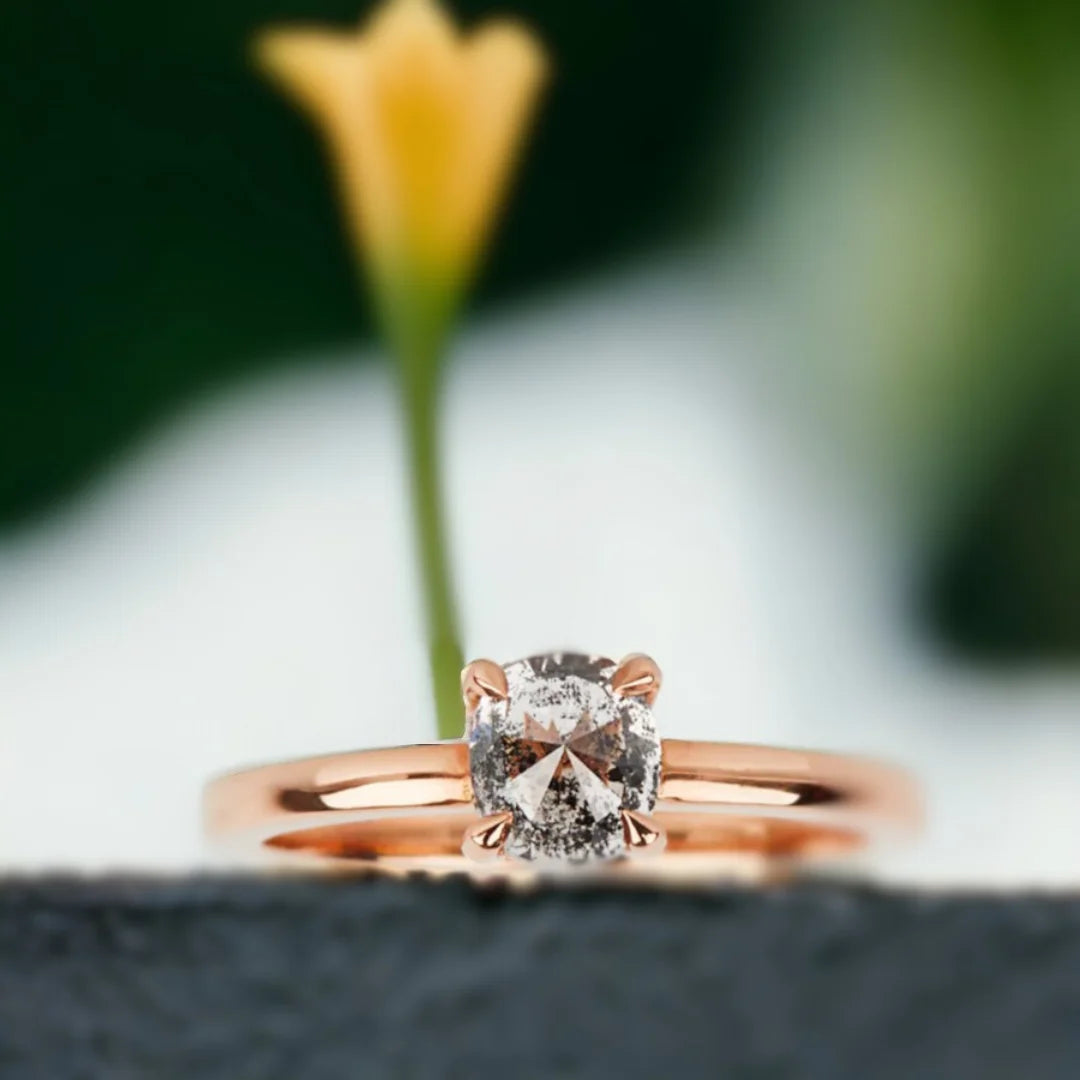 Opulent Orbit Salt and Pepper Diamond Ring Astral Elegance