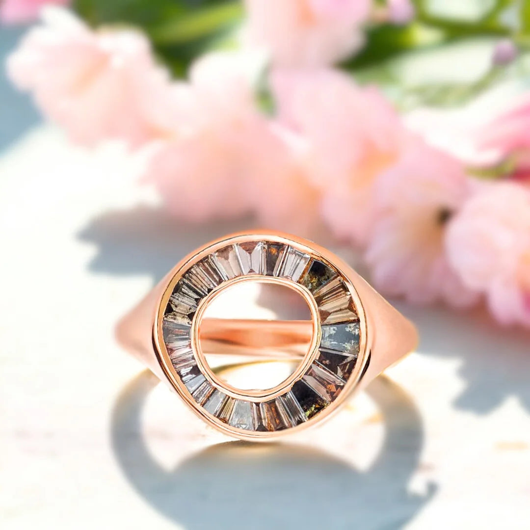 Grey Baguette Diamond Sphere Ring OOAK Design