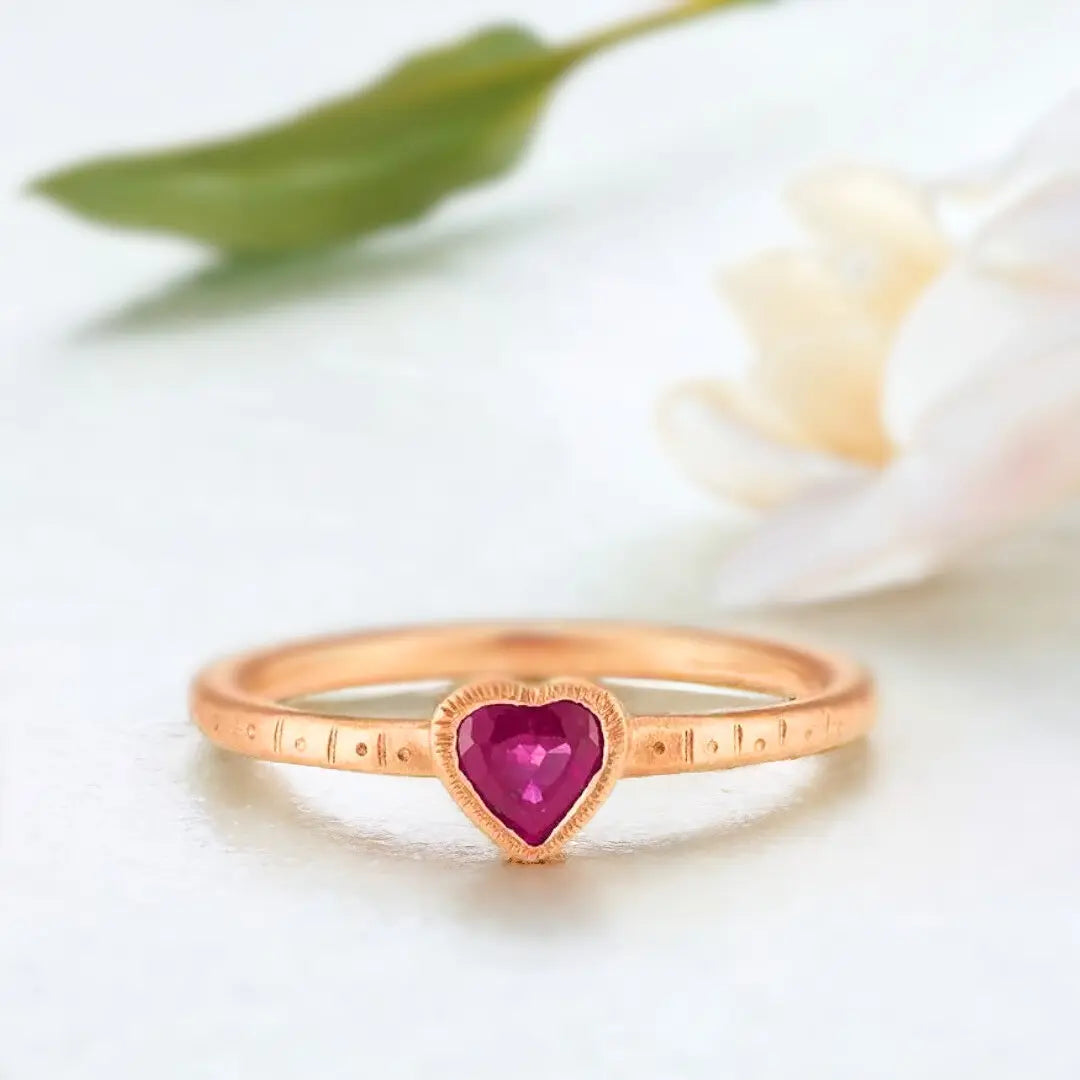 Ruby Heart Ring in Fairmined Gold Ethical Jewelry