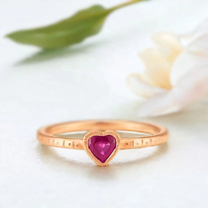 Ruby Heart Ring in Fairmined Gold Ethical Jewelry