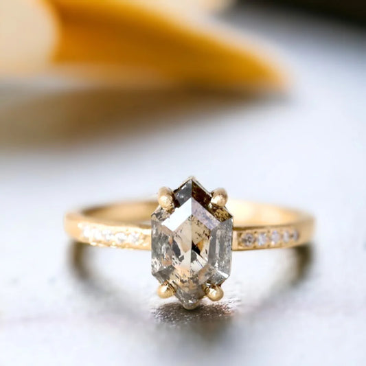 Salt & Pepper Diamond Engagement Ring – Natural Duo Design