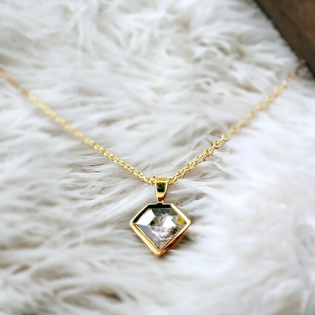 Shield Shaped Salt and Pepper Diamond Pendant