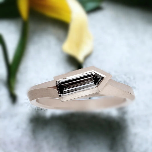 Aegis Carved Grey Diamond Ring – Unique Handcrafted Jewelry