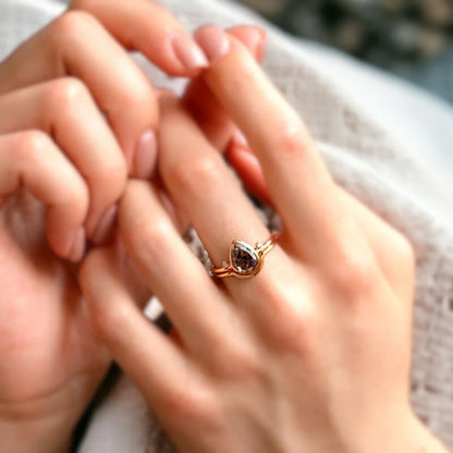 Grey Pear Shaped Diamond Engagement Ring Set