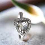 Artisan White Gold Bands Handcrafted With Organic Layers, Illume of Love Natural Salt & Pepper Diamond Ring