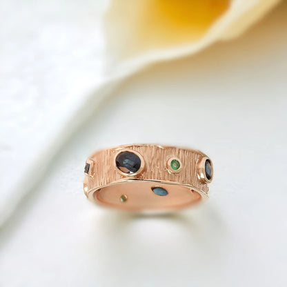 Handcrafted Ceremonial Rings with Blue Sapphire Emerald