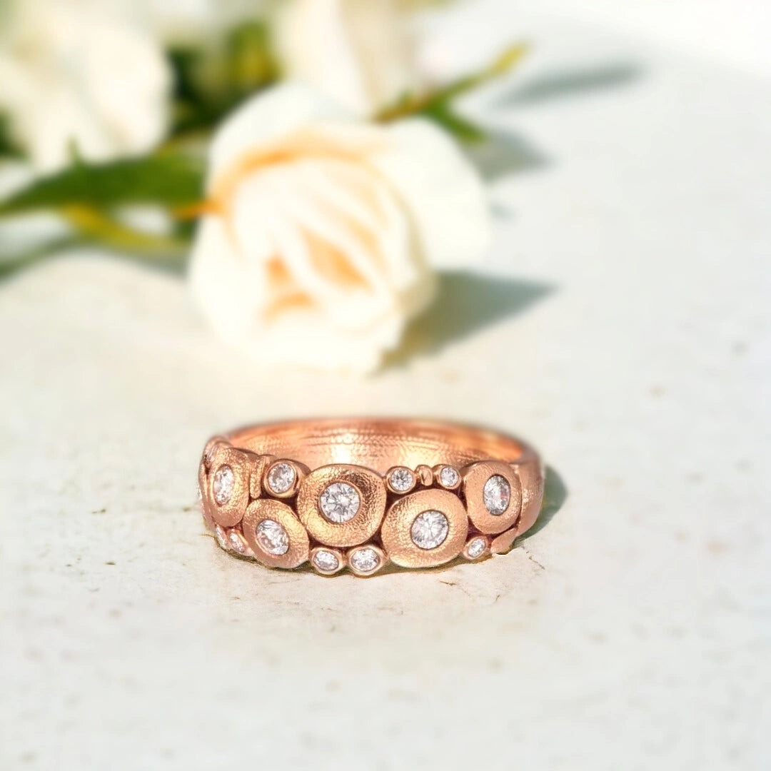 White Diamond Dome Ring Custom Designer Jewelry