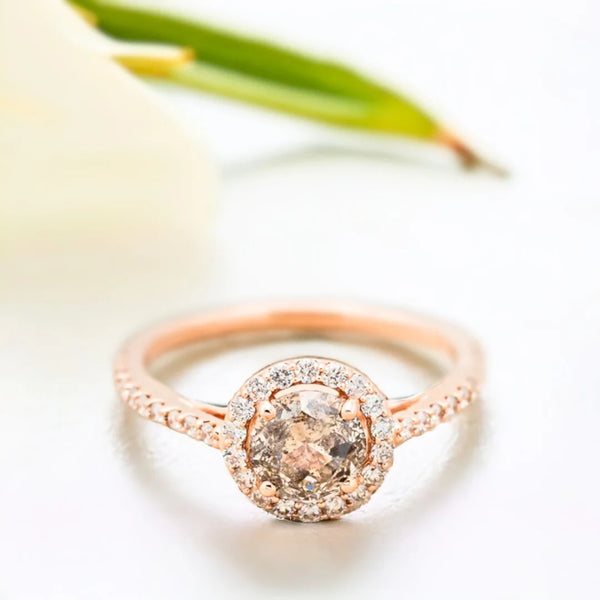 Delightful Dewdrop Delicacy Diamond Ring, Cheery Adornment Precocious Salt And Pepper Natural Diamond Ring