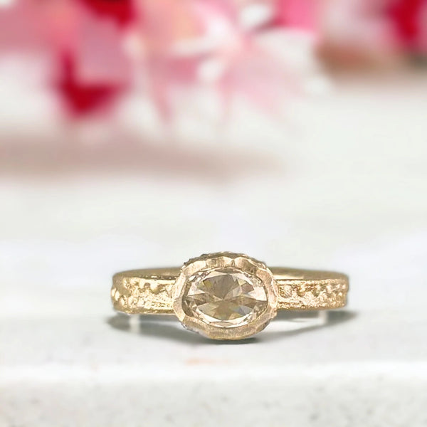 Amber Whispers Vintage Yellow Diamond Bridal Ring Set, Golden Glow Vintage Yellow Diamond Wedding Ring