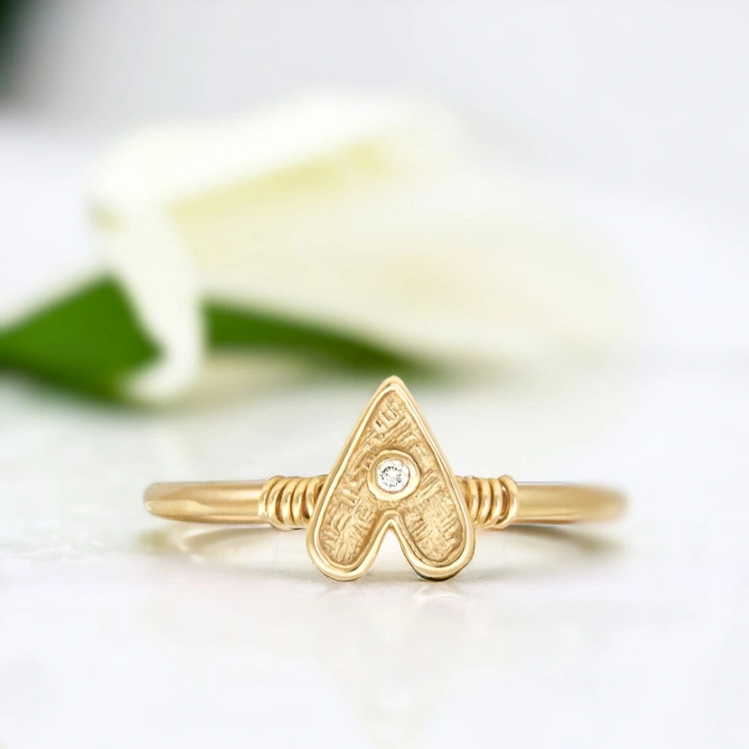Amore Love Heart Ring in Ethical Solid Gold