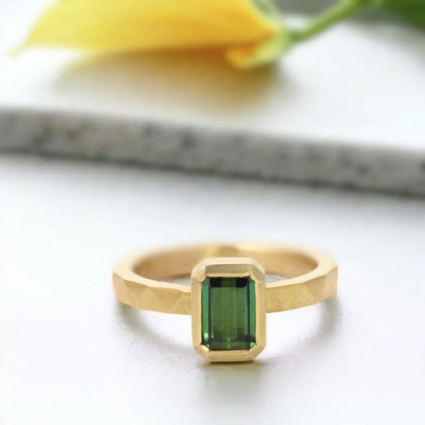 Serene Meadow Green Sapphire Ring, Nature's Elegance Green Emerald Ring