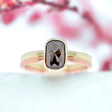 Mariposa Mirage Rose Cut Rectangle Diamond Ring, Phoenix Phantasm Salt & Pepper Natural Diamond Ring