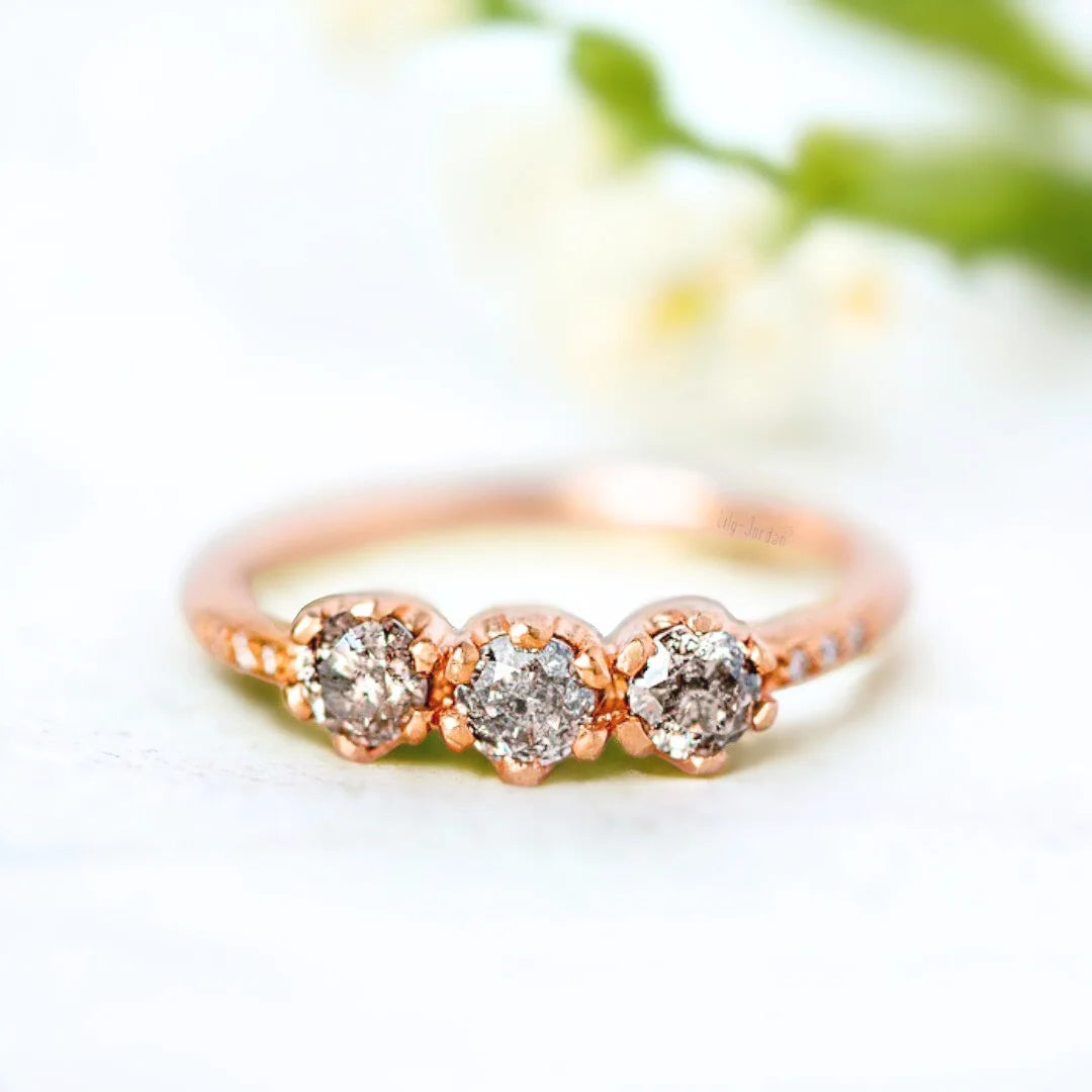 Salt and Pepper Diamond Juliet Ring Design
