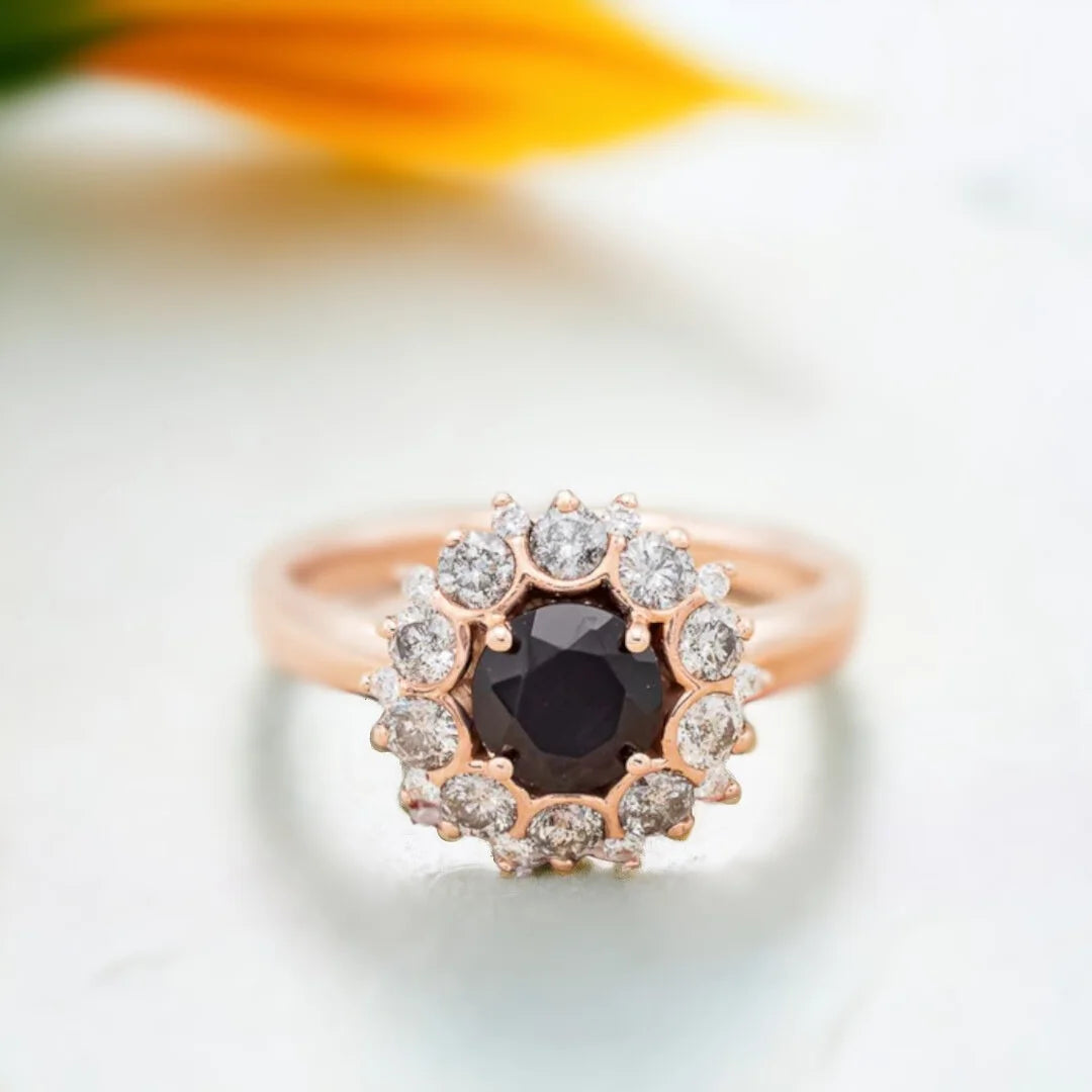 Black Diamond Engagement Ring White Aura Cali Design