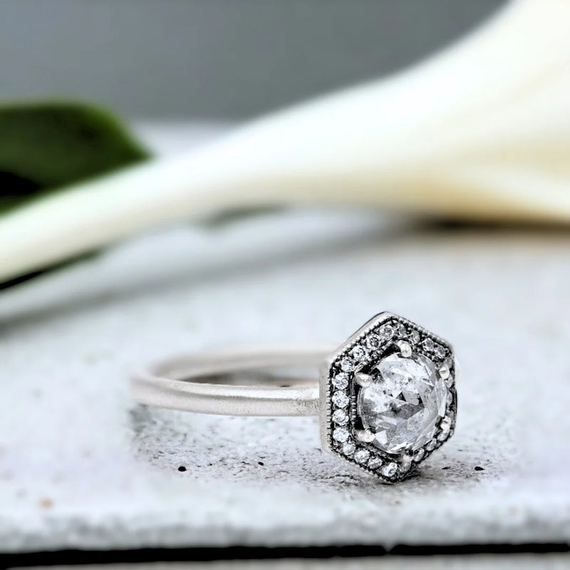 Wondrous Enchantment Natural Salt & Pepper Diamond Ring, Wanderlust Adventure Diamond Ring