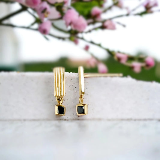 Riva Black Diamond Earrings – Handcrafted Ethical Solid Gold