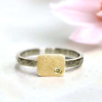 Rose Gold Solitaire Engagement Ring Stackable Minimal Design