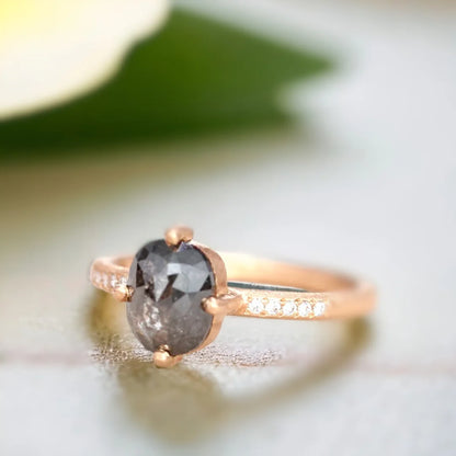 Dark Grey Diamond Ring Nouveau Elegance Salt and Pepper