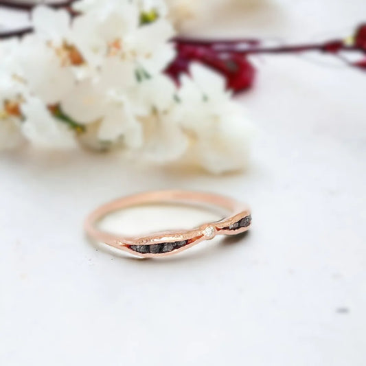 Limited Edition Rose Gold Textured Diamond Chip Ring