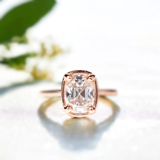 Old Mine Cushion Cut Solitaire Ring Handmade Design