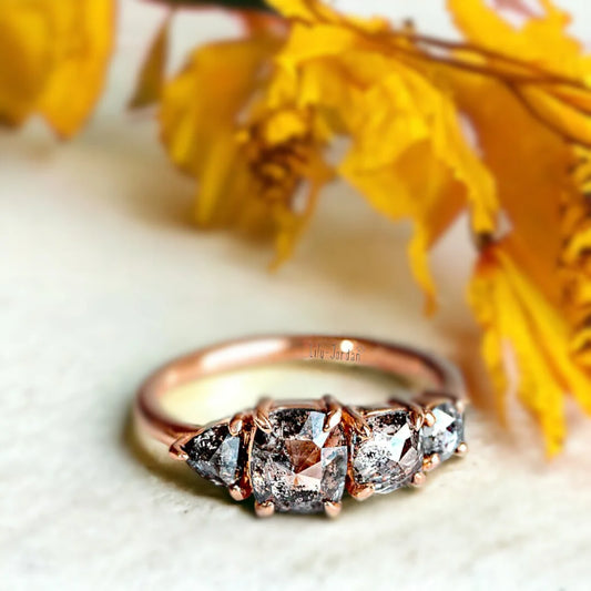 Salt and Pepper Diamond Trio Splice Ring Design