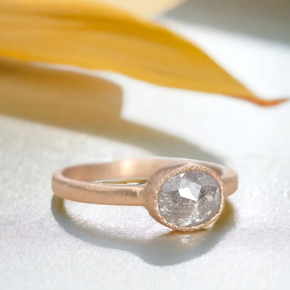 Fancy Cut Salt and Pepper Diamond Solitaire Engagement Ring