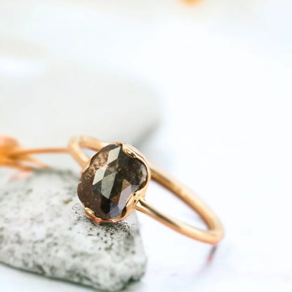 Oval Dark Gray Diamond Engagement Ring Solitaire