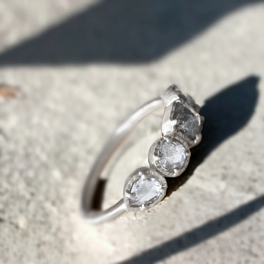 Salt & Pepper Natural Diamond Ring – Chandelier Glow Engagement Ring