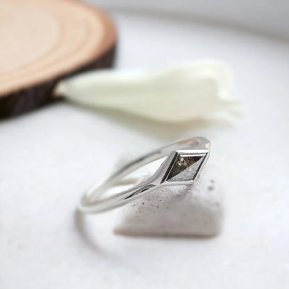 East West Salt and Pepper Kite Diamond Ring White Gold
