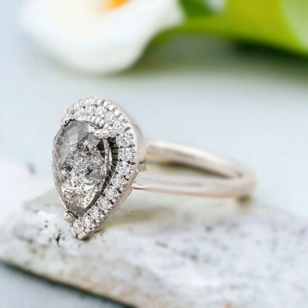 Aphrodite's Delight Diamond Ring, Pave Dreams Sparkling Pathway Salt & Pepper Natural Diamond Ring