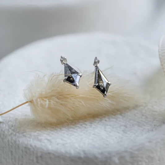 Geometric Kite Diamond Earrings White Gold Studs