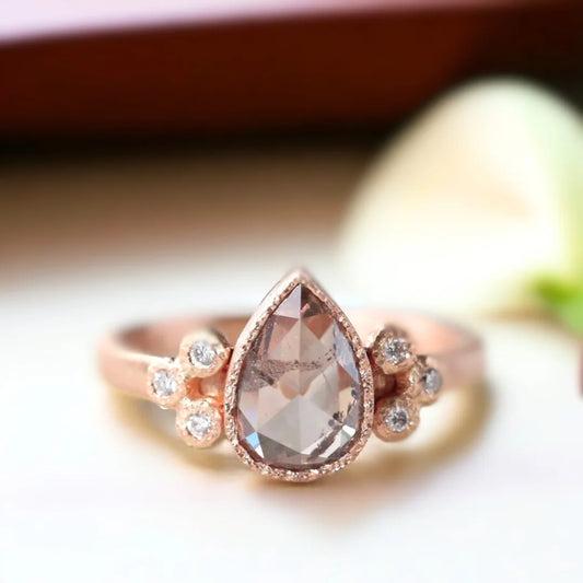 Salt & Pepper Diamond Ring – Frosted Flame Natural Diamond in Gold