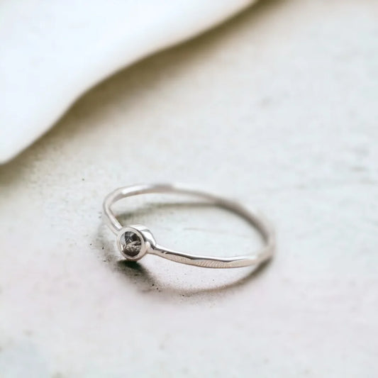 Ethical Borneo Diamond Ring in Silver – Classic Handmade Fine Jewelry