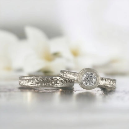 Celtic Annan Wedding Band Set with Gemstone Mount