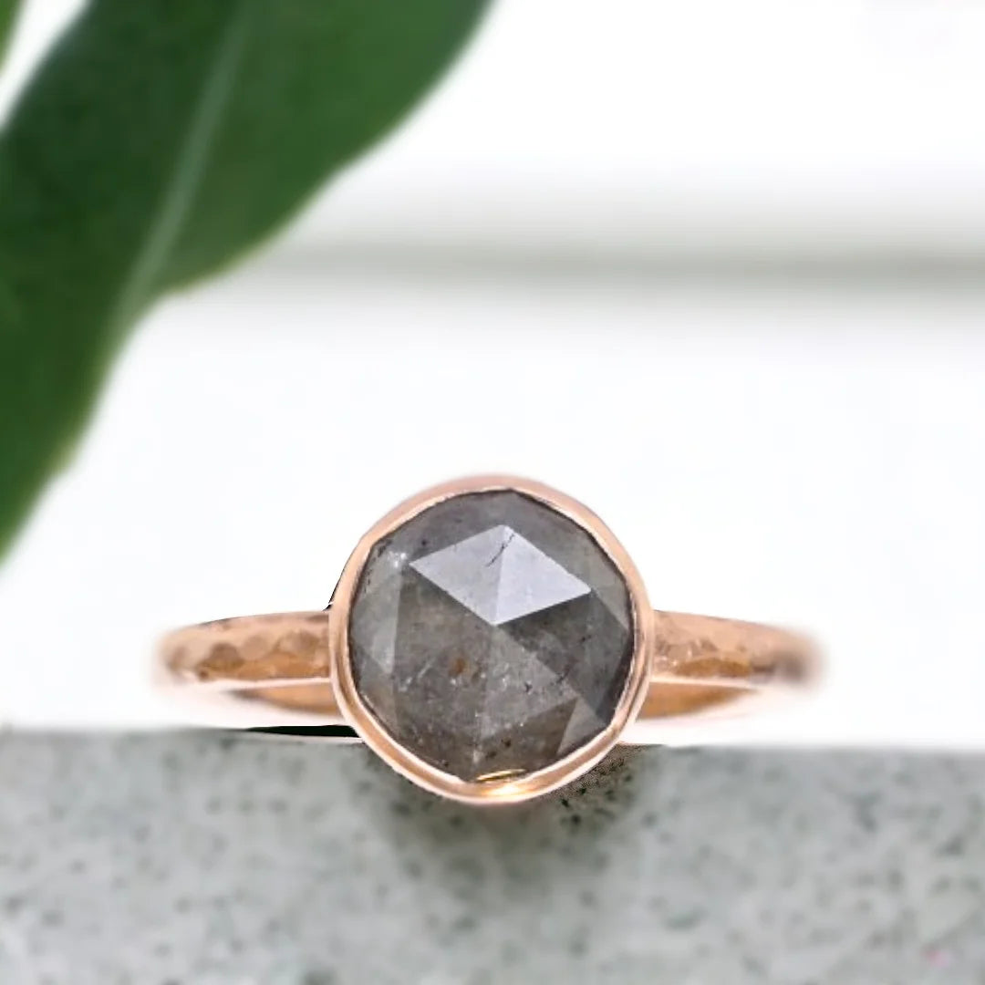 Minimalist Rose Gold Diamond Ring Women Elegant Handmade Jewelry