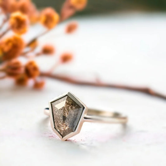 Rose Cut Hexagon Diamond Ring – Geometric Ring