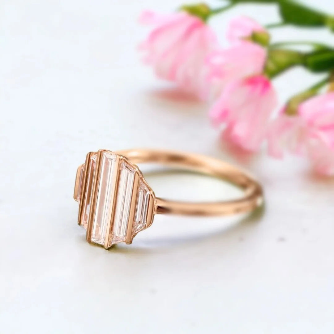 Ripple Baguette and Trapeze Diamond Engagement Ring