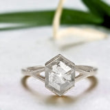 Artisanal Opulence Natural Salt & Pepper Diamond Ring, Spectacular Shine Stately Solitaire Diamond Ring