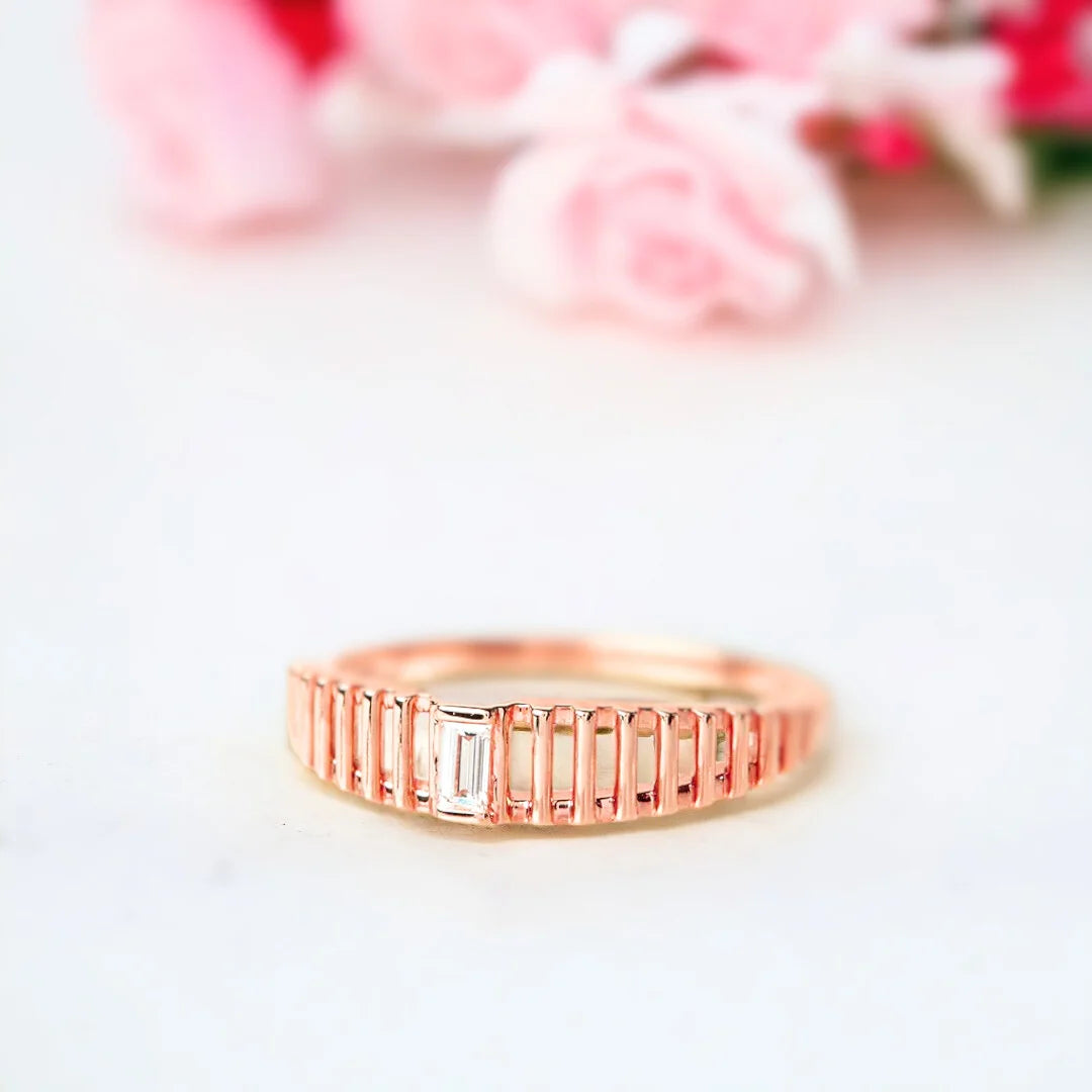 Maverick Baguette Diamond Dome Ring Cage Design
