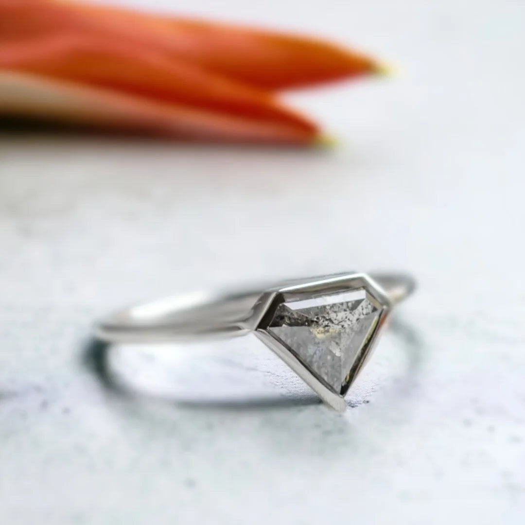 Geometric Superman Cut Diamond Statement Ring