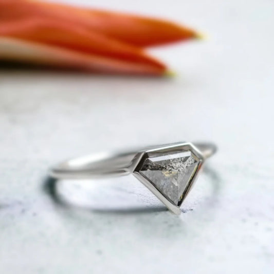 Geometric Superman Cut Diamond Statement Ring