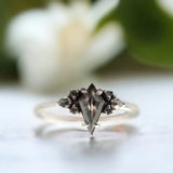 A Symbol of Elevation: Kite-Cut Diamond Engagement Ring, Reach for Forever Salt And Pepper Diamond  Ring