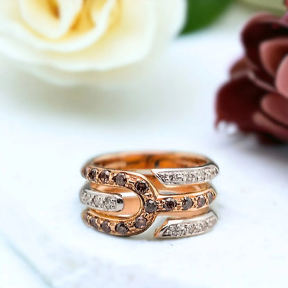 Modern Art Deco White and Brown Diamond Jewelry Design