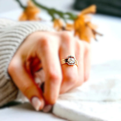 Salt and Pepper Diamond Bridal Ring Set Regal Design