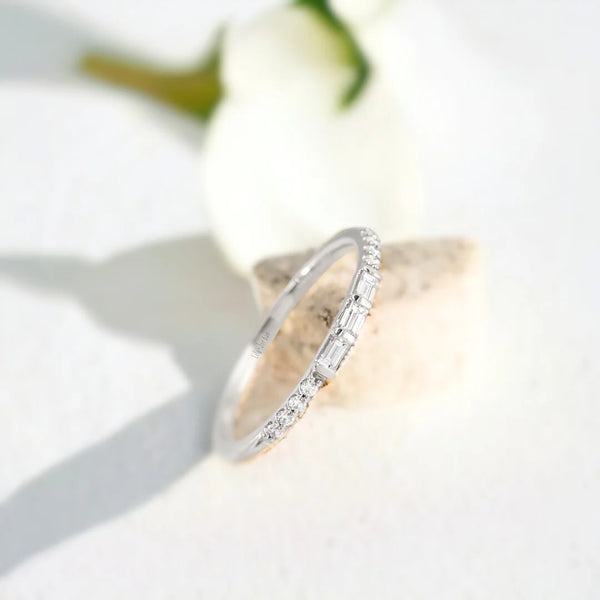 Dainty Luminescence Wedding Band, Petite Radiance Engagement Ring