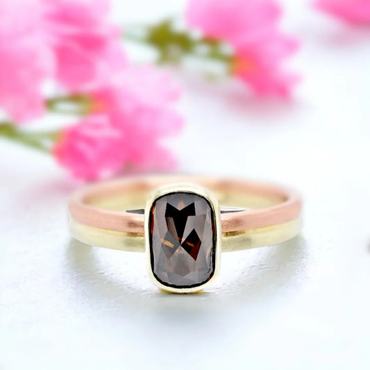 Rose Cut Champagne Diamond Ring – Rose Gold Engagement Jewelry